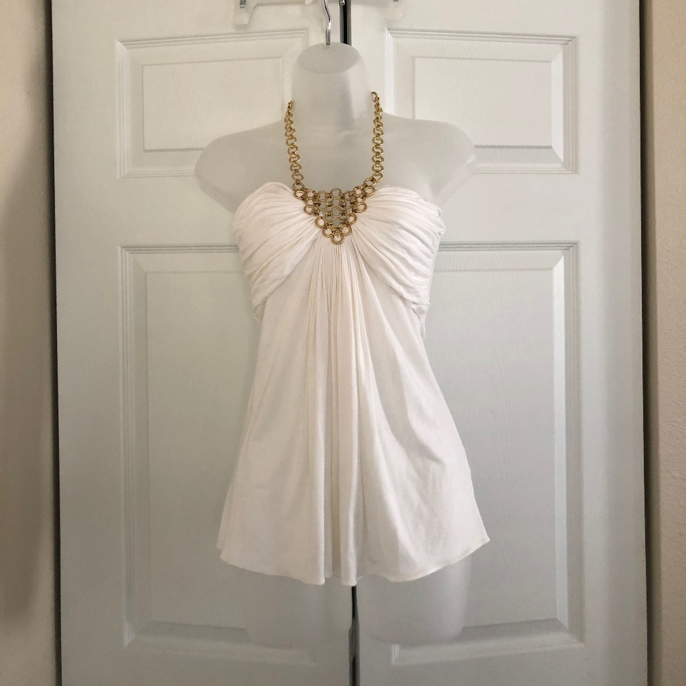 Sleeveless Sky top with chain halter